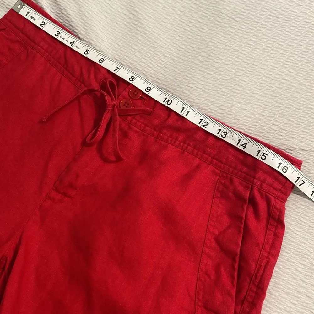 Lauren Ralph Lauren Shorts Women's 8 Red 100% Linen Drawstring‎ Casual Coastal